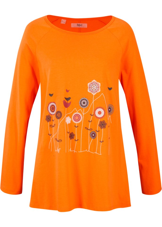 Oversize Longshirt mit Rundhalsausschnitt in orange von vorne - bpc bonprix collection