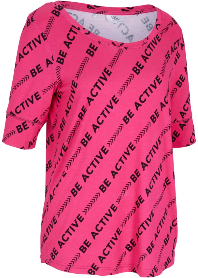 Sport-Shirt aus Viskose, 1/2-Arm in pink von vorne - bpc bonprix collection