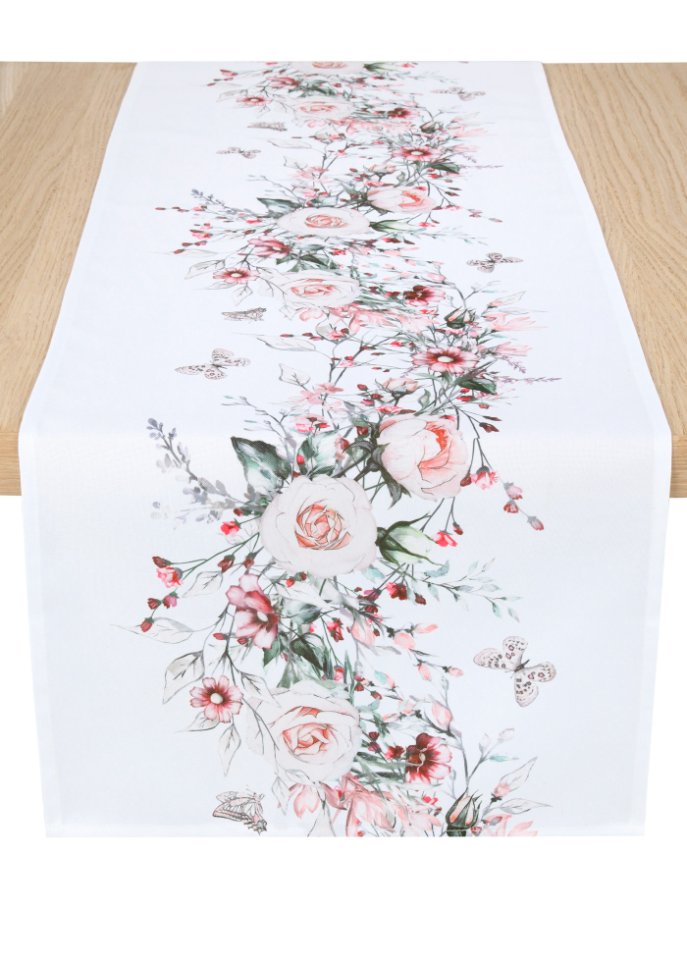 Tischläufer mit Rosendruck in weiß - bpc living bonprix collection