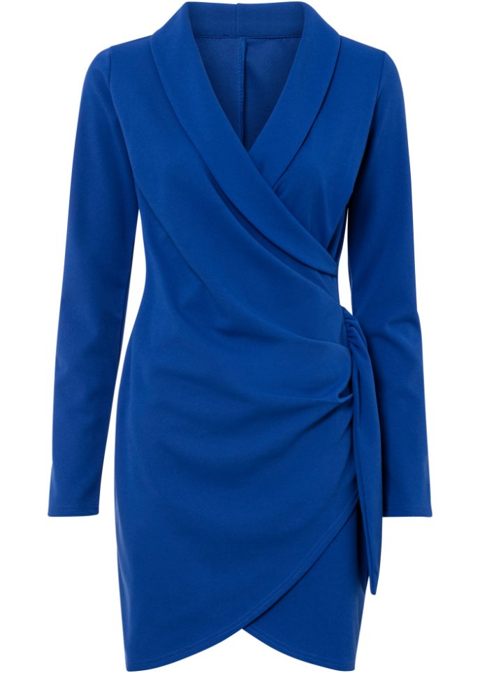 Kleid mit Wickeloptik in blau von vorne - BODYFLIRT boutique