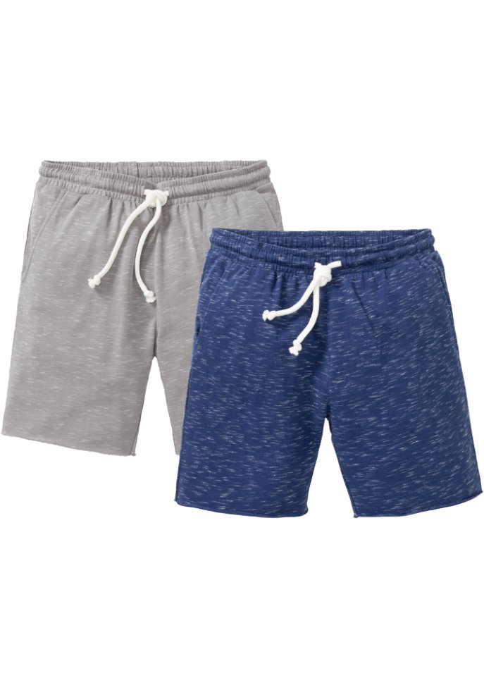 Sweat-Shorts mit Rollkanten Regular Fit, (2er Pack) in blau von vorne - RAINBOW