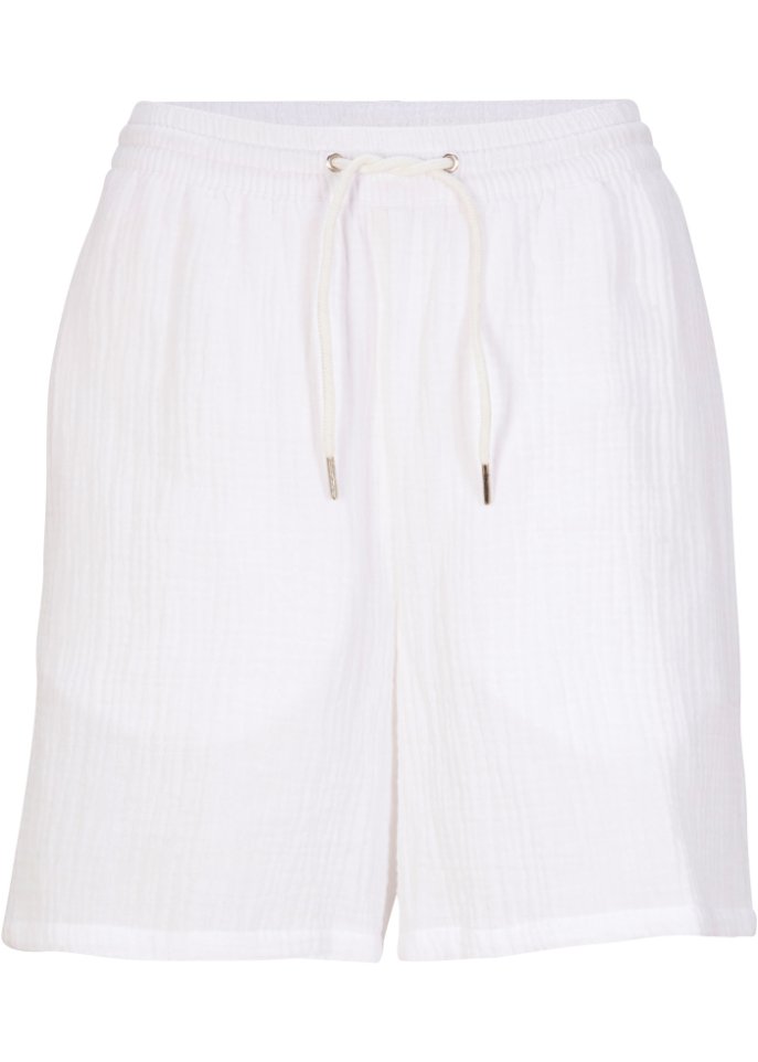 Musselin-Shorts in weiß von vorne - bpc bonprix collection
