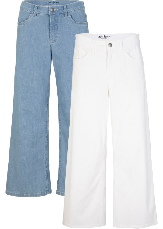 Capri-Komfort-Stretch-Jeans, 2er Pack in blau von vorne - John Baner JEANSWEAR