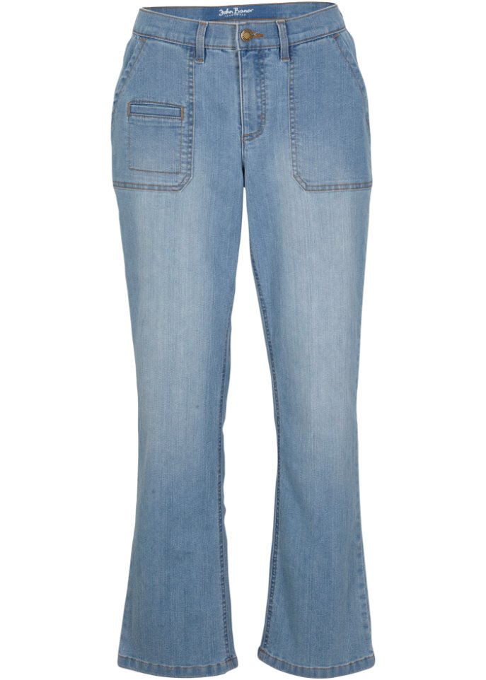 Stretch-Jeans, Knöchelfrei in blau von vorne - John Baner JEANSWEAR
