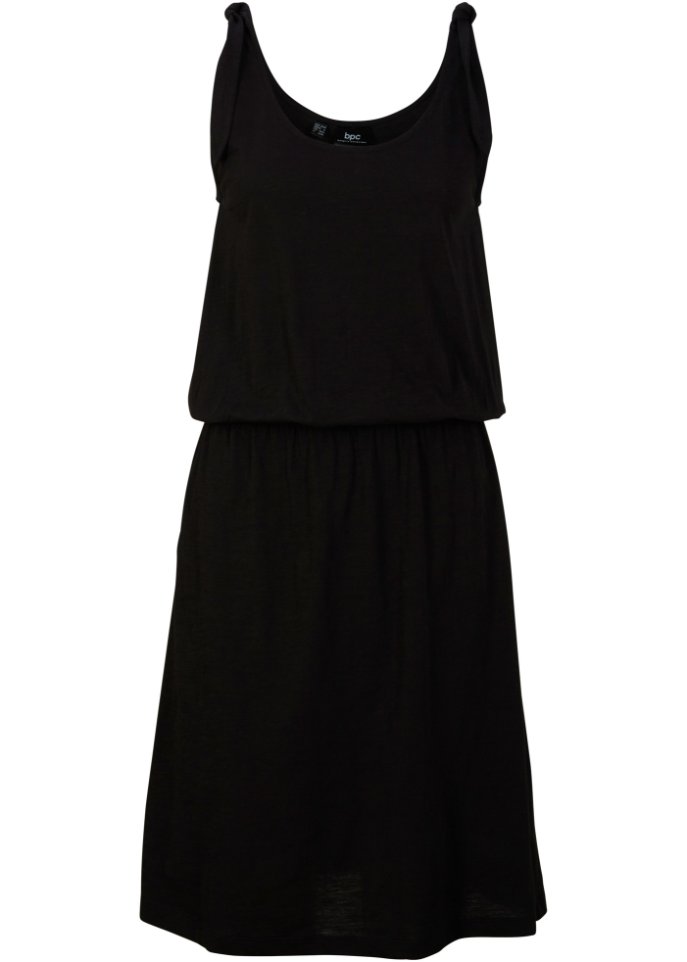 Jersey-Kleid mit Knotendetails in schwarz von vorne - bpc bonprix collection