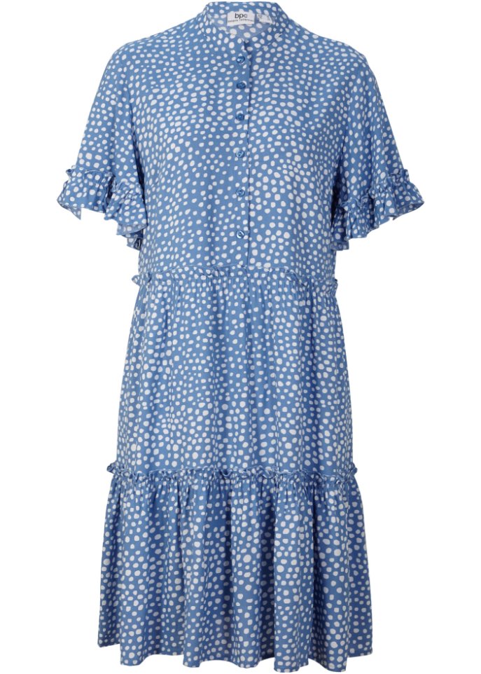Weites Tunika-Kleid aus Viskose, kurz in blau von vorne - bpc bonprix collection