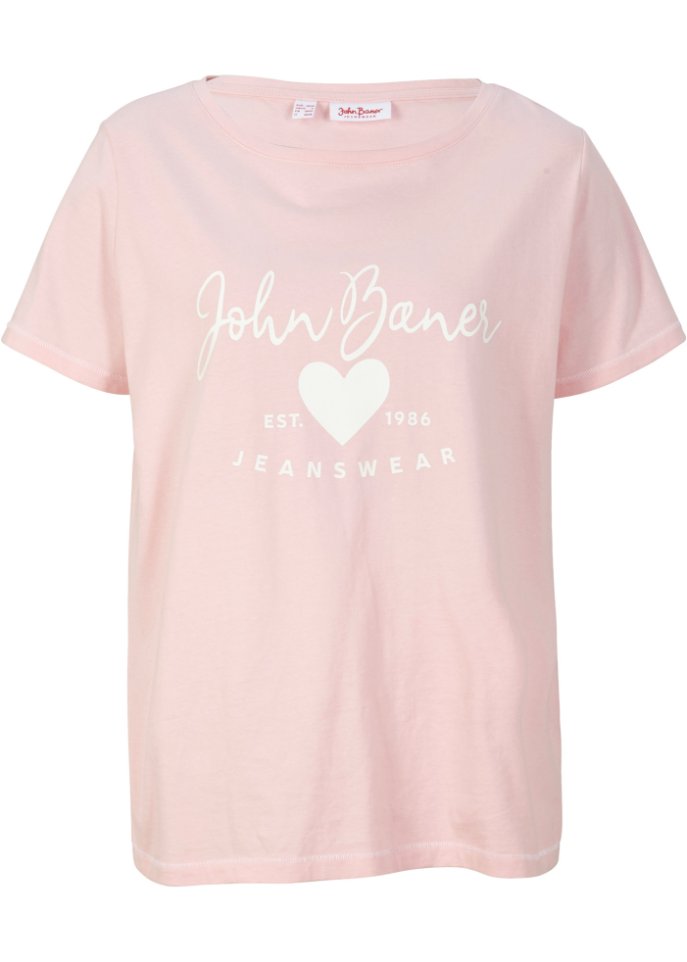 T-Shirt in rosa von vorne - John Baner JEANSWEAR