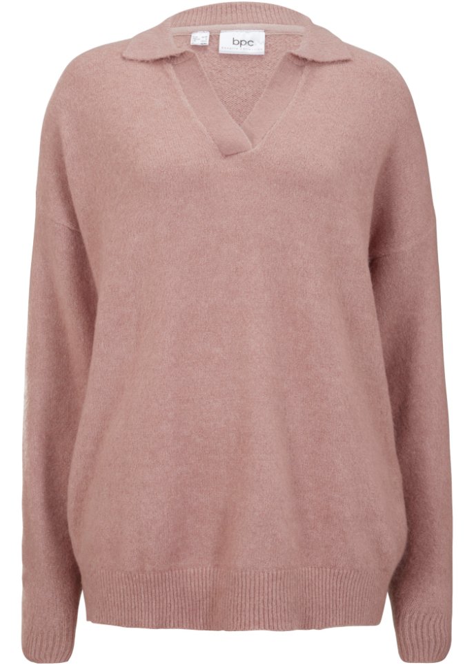 Pullover mit Kragen in rosa von vorne - bpc bonprix collection