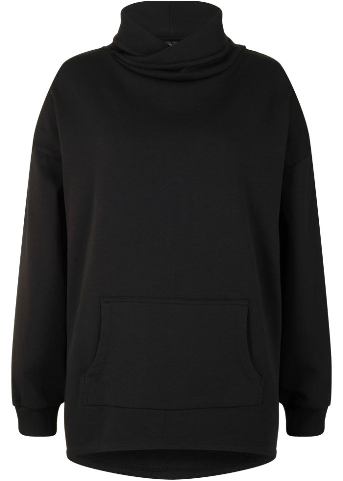 Sweatshirt mit raffiniertem Ausschnitt in schwarz von vorne - bpc bonprix collection
