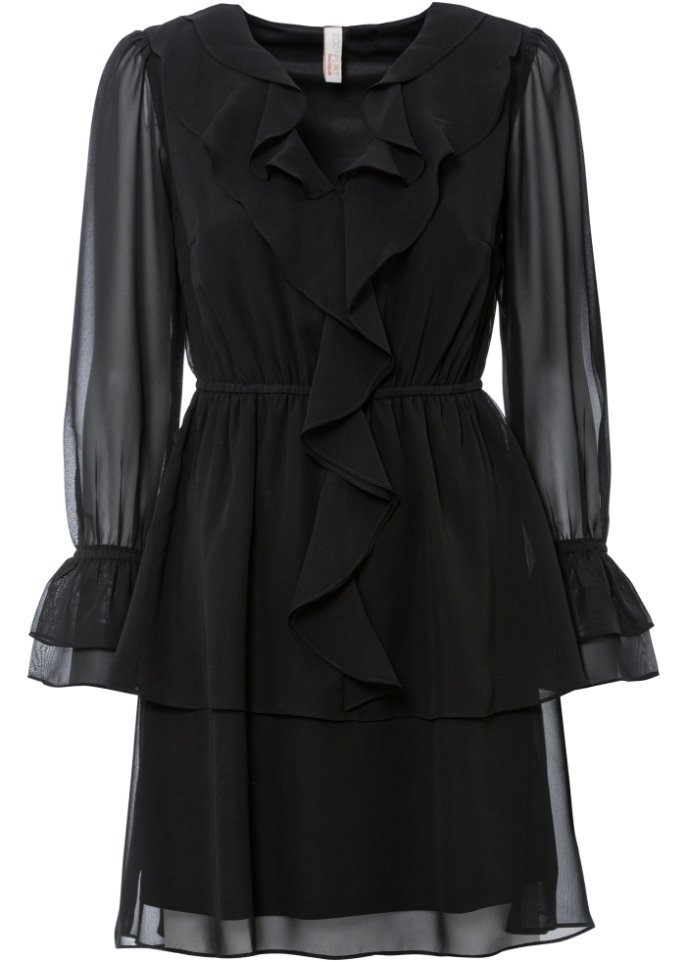 Blusenkleid in schwarz von vorne - BODYFLIRT boutique