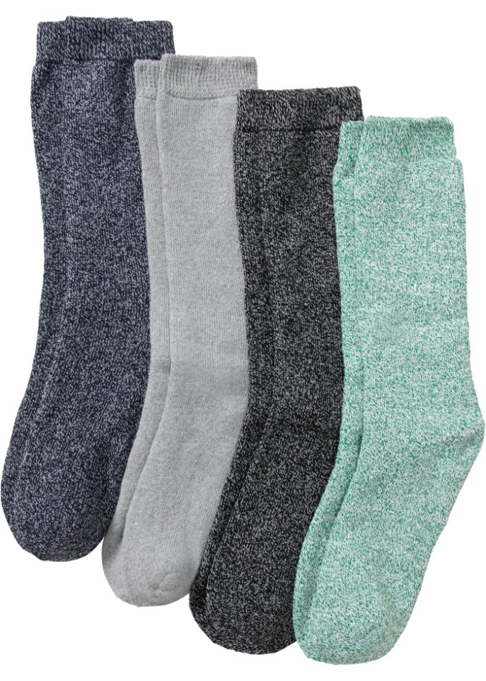 Thermo Frottee Socken mit Bio-Baumwolle (4er Pack)  in schwarz von vorne - bpc bonprix collection
