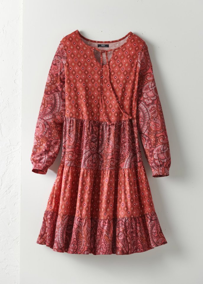 Kurzes Jerseykleid aus Baumwoll- Viskose Mischung, A-Linie in pink - bpc bonprix collection
