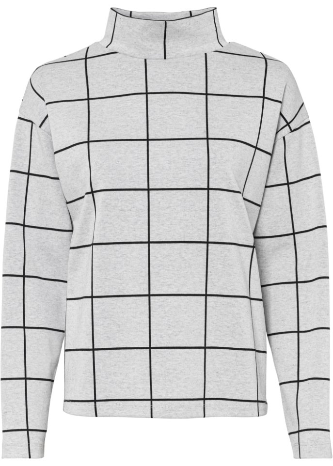 Sweatshirt mit Rollkragen in grau von vorne - BODYFLIRT