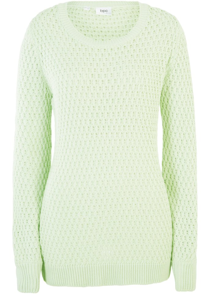 Pullover mit Strukturstrick in grün von vorne - bpc bonprix collection