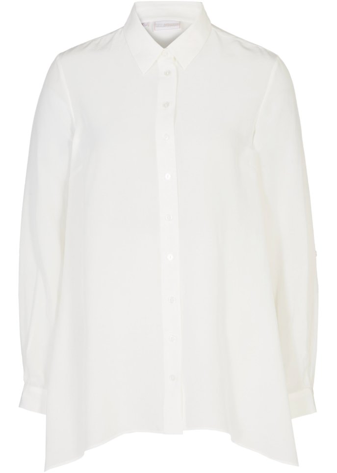 Bluse mit Seidenanteil in weiß von vorne - bonprix PREMIUM