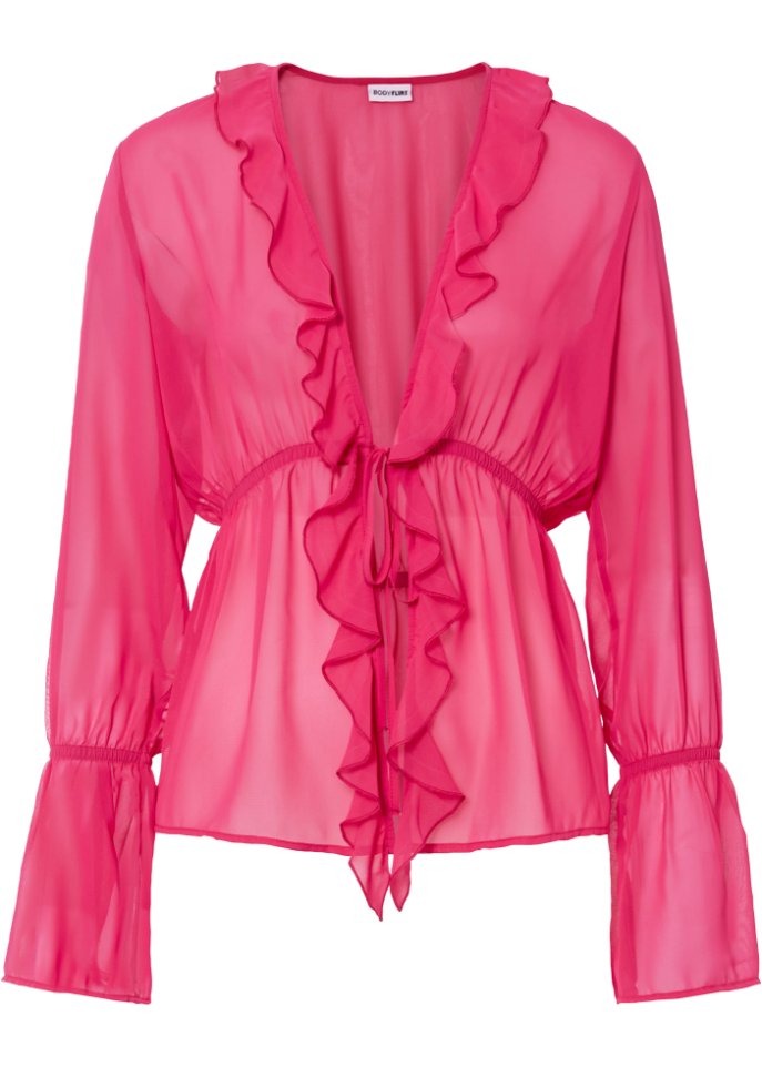 Chiffon-Bluse in pink von vorne - BODYFLIRT