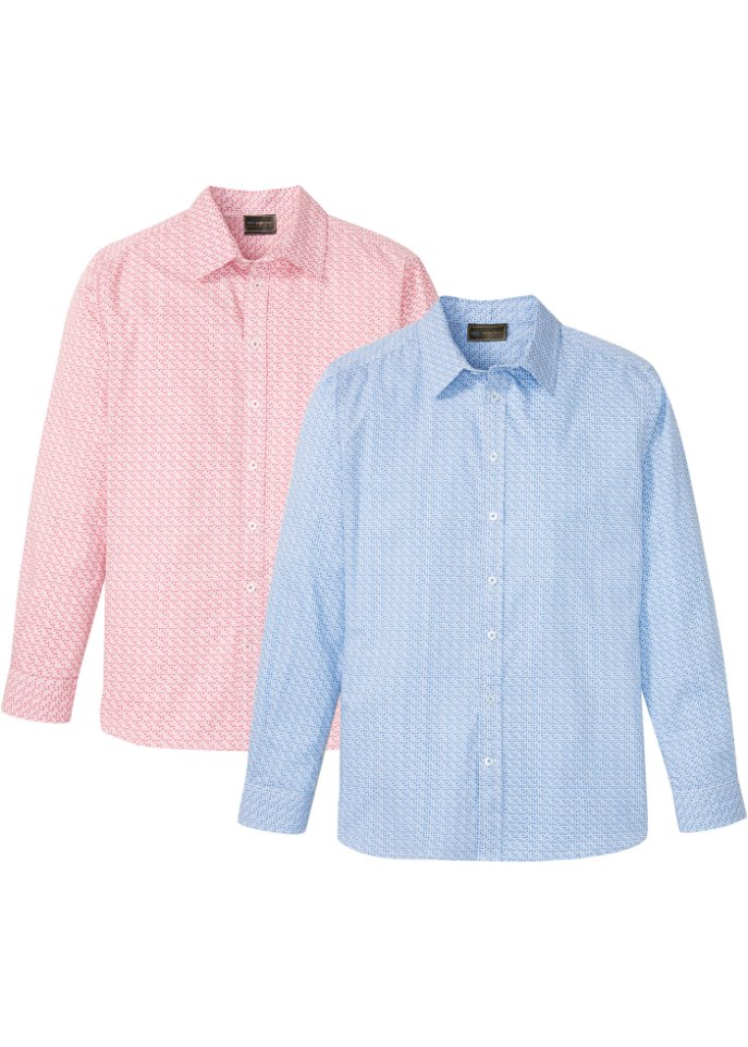 Business-Hemd, Langarm (2er Pack) in blau von vorne - bpc selection