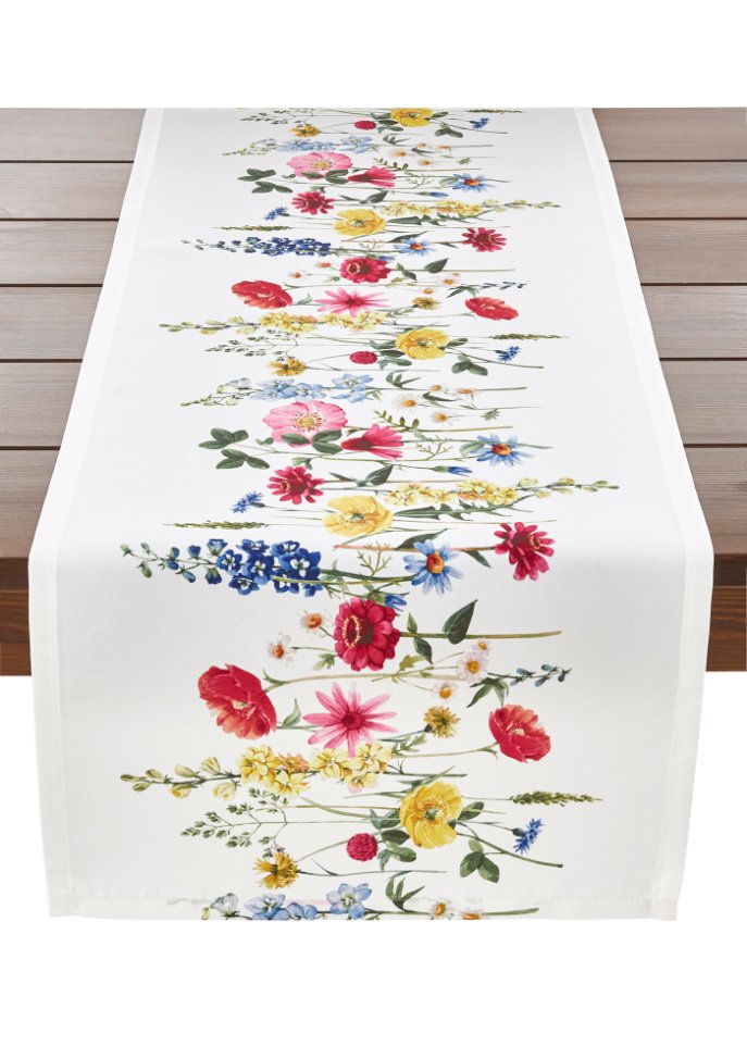 Tischläufer mit Blumen Druck in weiß - bpc living bonprix collection