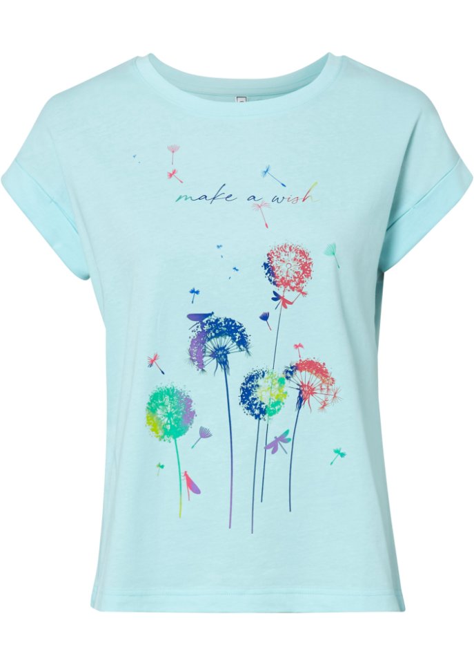 Shirt mit Pusteblumen in blau von vorne - RAINBOW