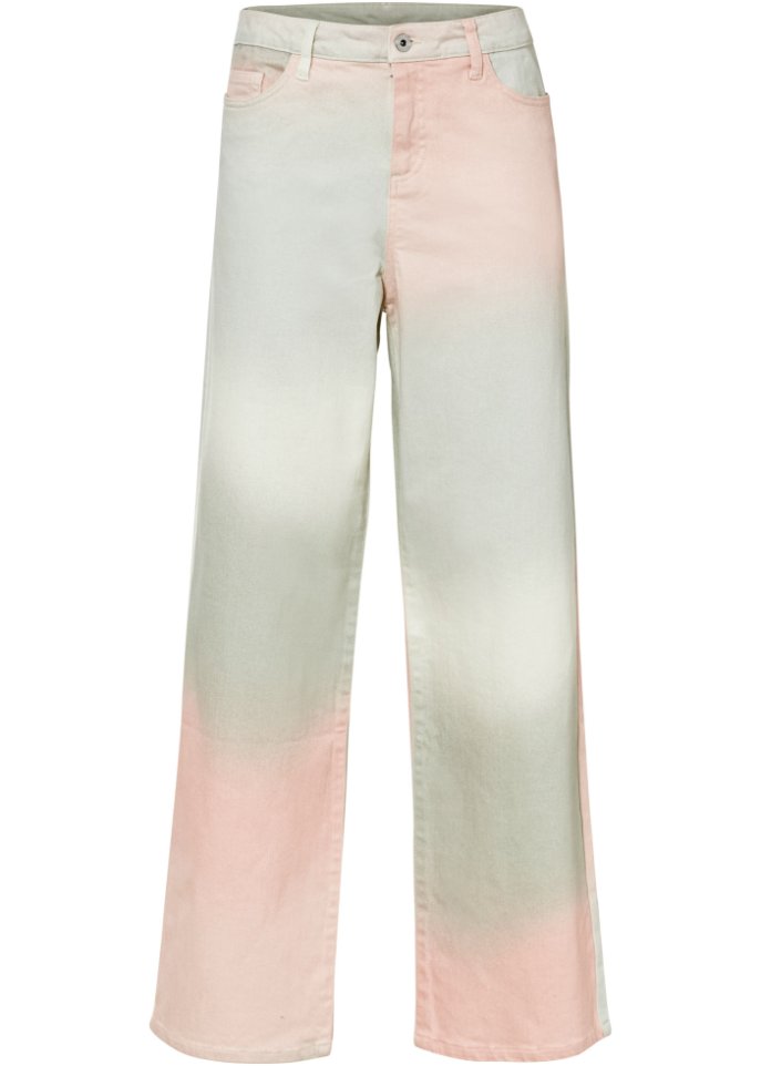 Marlene-Jeans mit Ombré-Effekt in weiß von vorne - RAINBOW