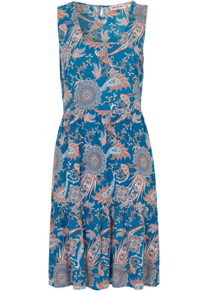 Tunika-Kleid, gemustert in blau von vorne - John Baner JEANSWEAR