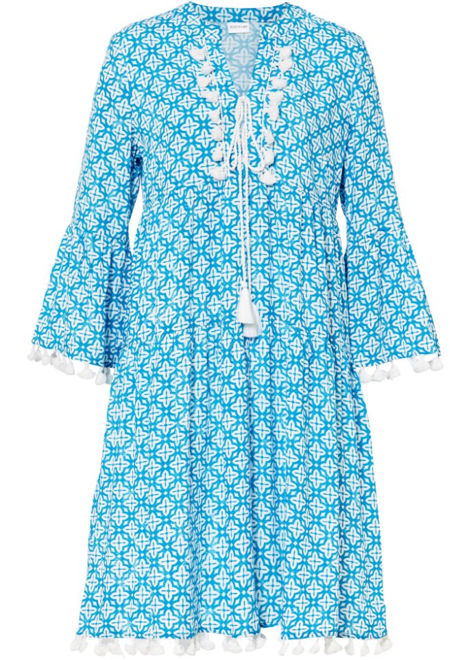 Tunika-Kleid in blau von vorne - BODYFLIRT