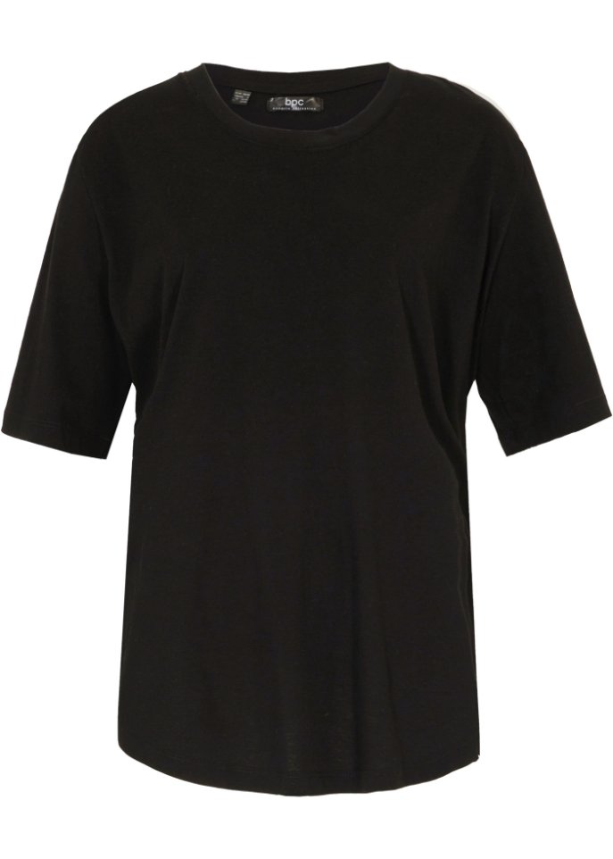 Shirt aus Baumwolle mit Raffungsdetail hinten in schwarz von vorne - bpc bonprix collection