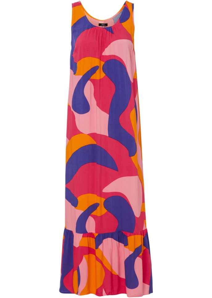 Maxikleid aus Viskose in pink von vorne - bpc bonprix collection