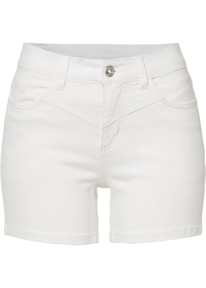 Twill-Shorts in weiß von vorne - BODYFLIRT