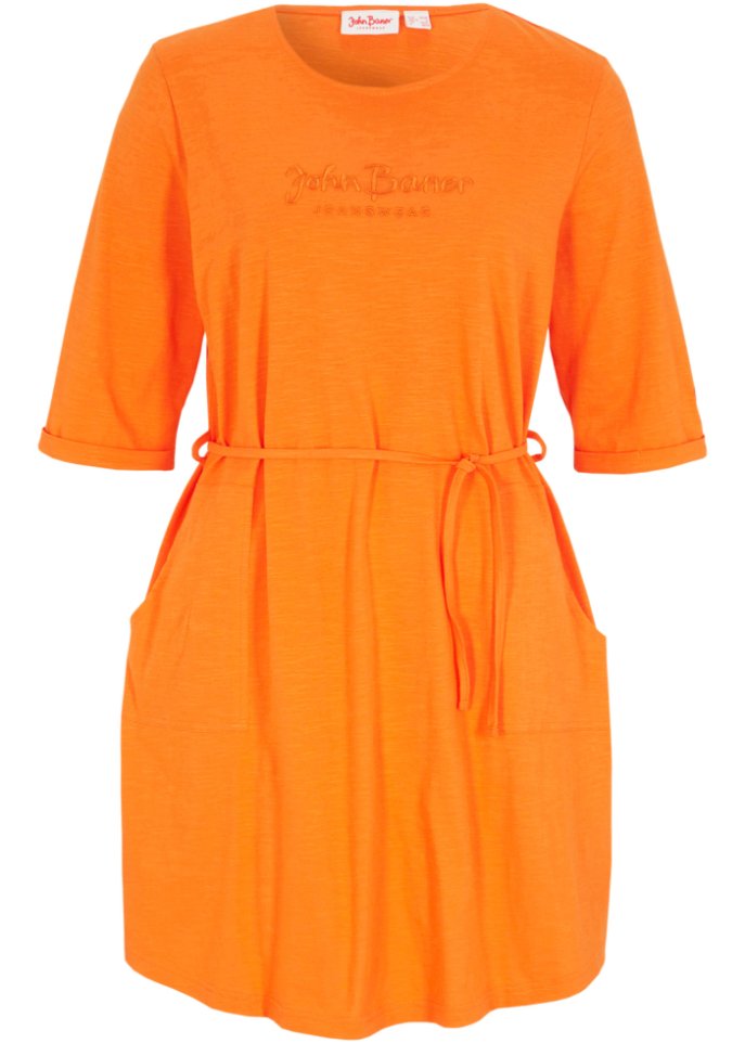 Shirtkleid  in orange von vorne - John Baner JEANSWEAR
