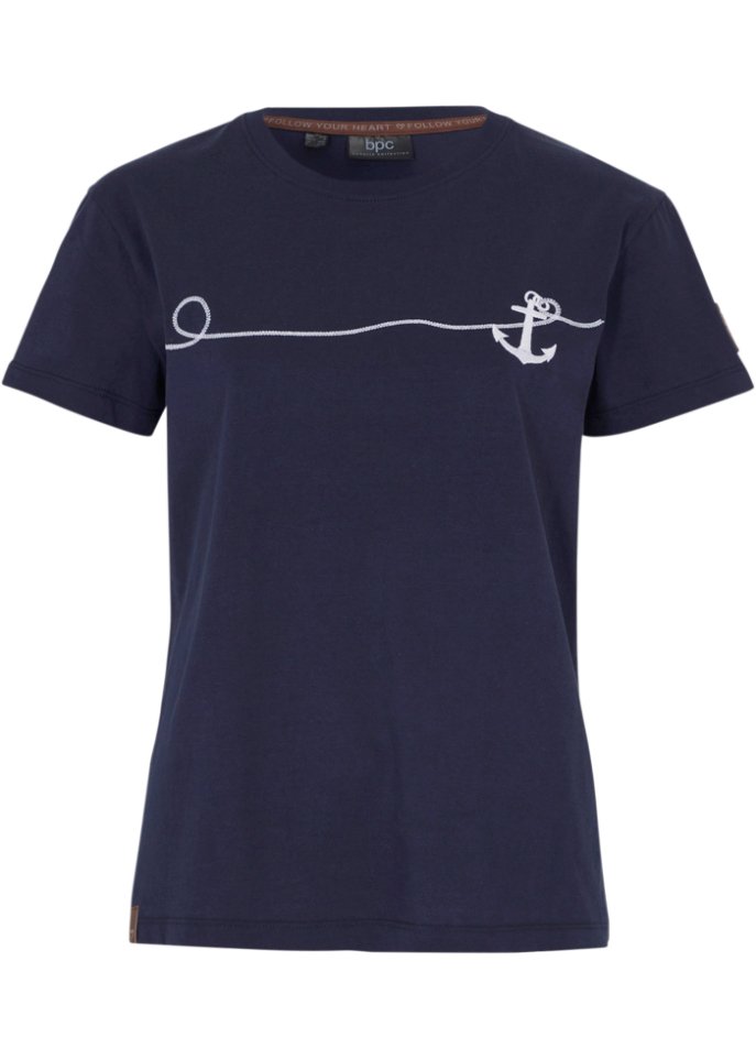 Besticktes T-Shirt  in blau von vorne - bpc bonprix collection