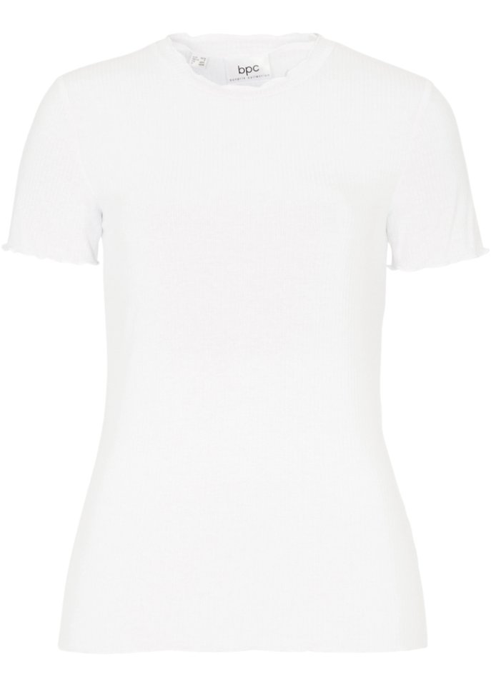 T-Shirt aus Rippqualität mit nachhaltiger Viskose in weiß von vorne - bpc bonprix collection