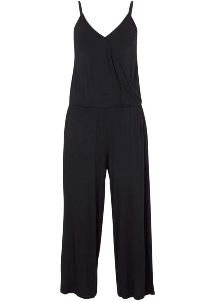 Bequem geschnittener Jersey-Jumpsuit  in schwarz von vorne - bpc bonprix collection