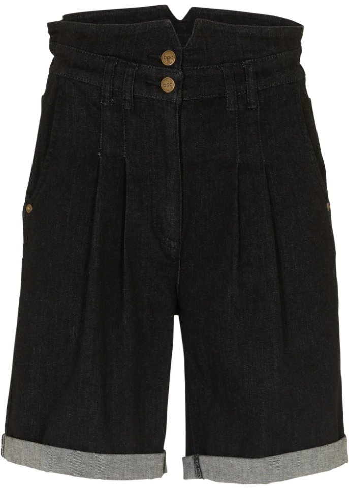 Jeans-Bermuda in schwarz von vorne - bpc bonprix collection