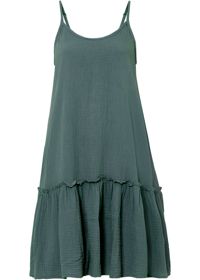 Musselin-Kleid in grün von vorne - RAINBOW