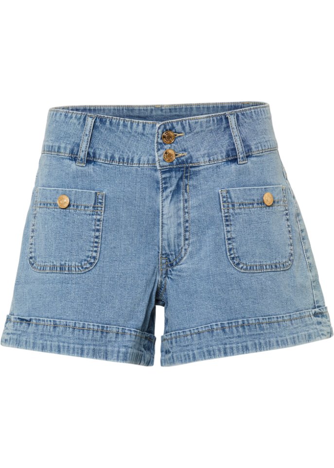 Jeans-Shorts in blau von vorne - BODYFLIRT