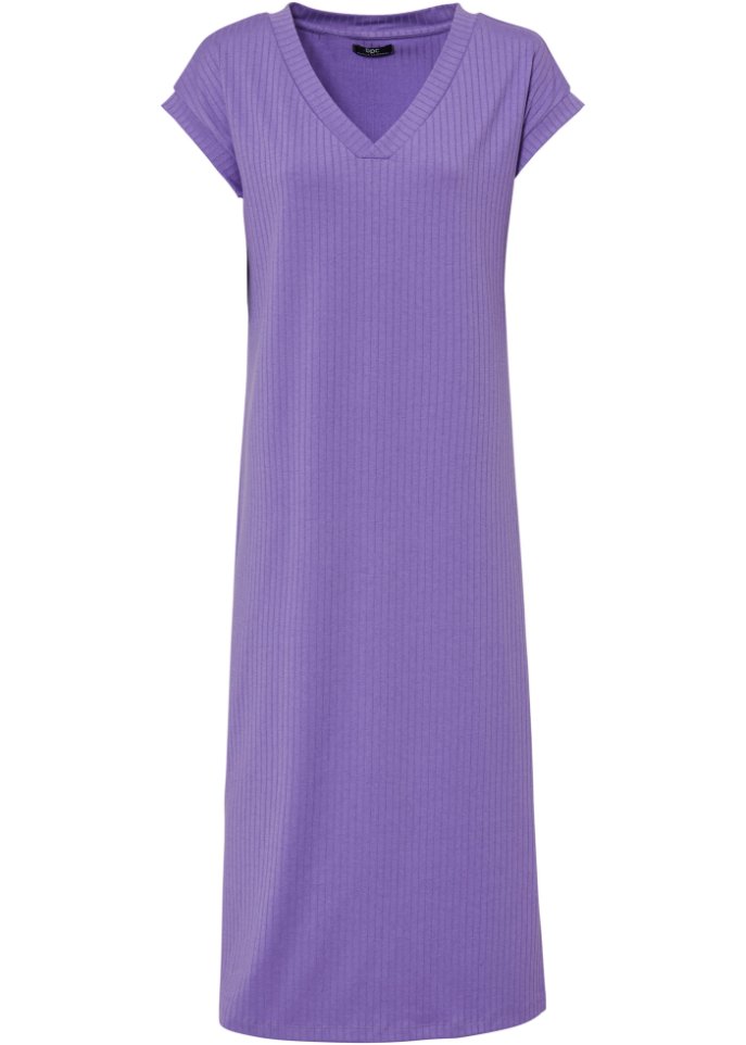 Midi-Kleid aus Rippjersey in lila von vorne - bpc bonprix collection