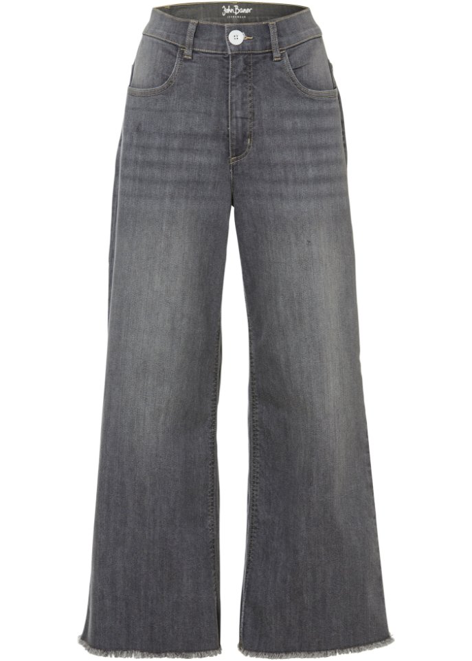7/8-Komfort-Stretch-Jeans, Wide Fit in grau von vorne - John Baner JEANSWEAR