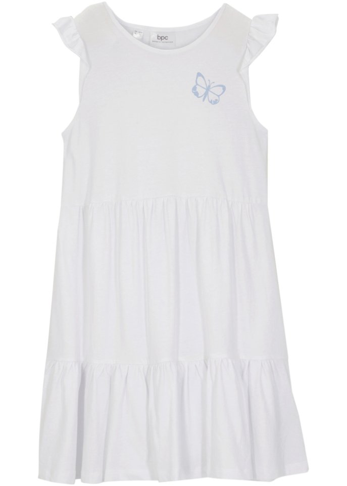 Mädchen Jerseykleid in weiß von vorne - bpc bonprix collection
