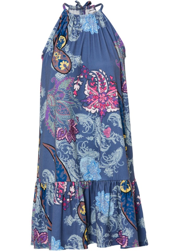 Tunika-Kleid in blau von vorne - BODYFLIRT