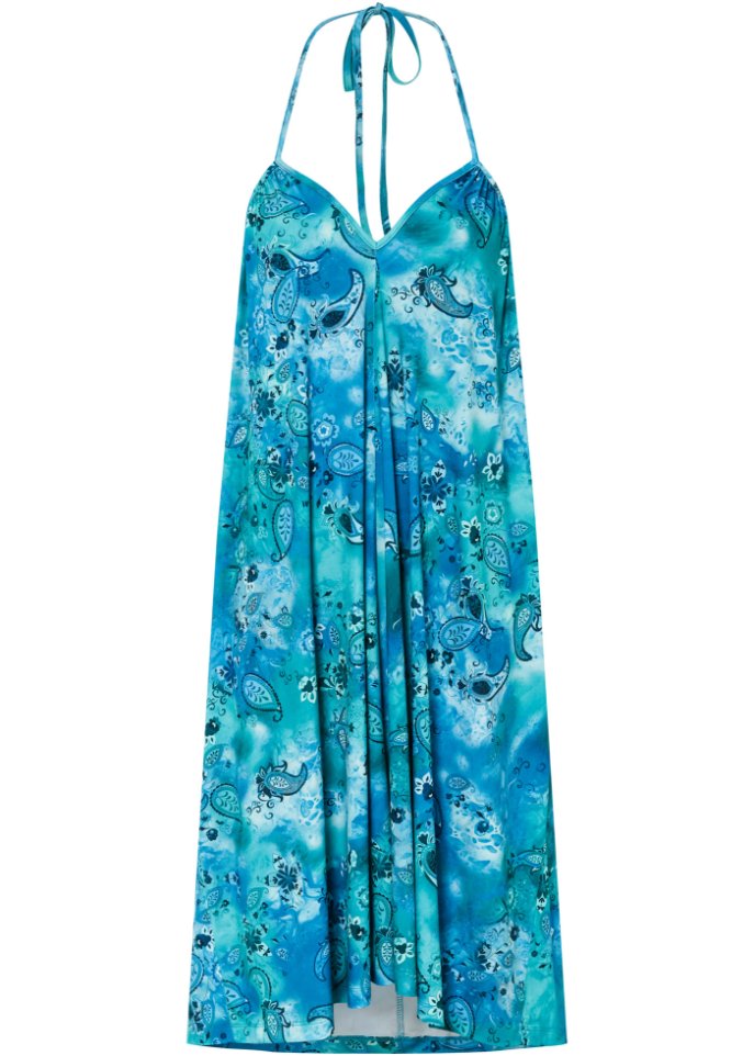Neckholder-Kleid in blau von vorne - BODYFLIRT