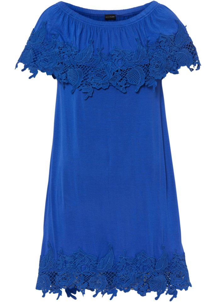 Carmen-Kleid in blau von vorne - BODYFLIRT