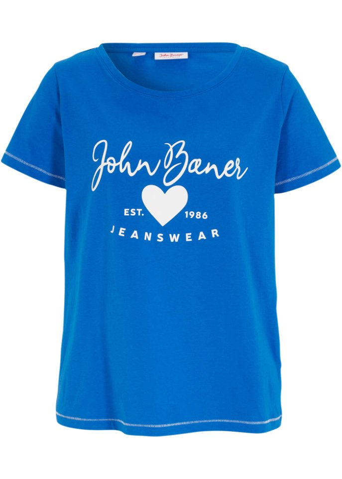 T-Shirt in blau von vorne - John Baner JEANSWEAR