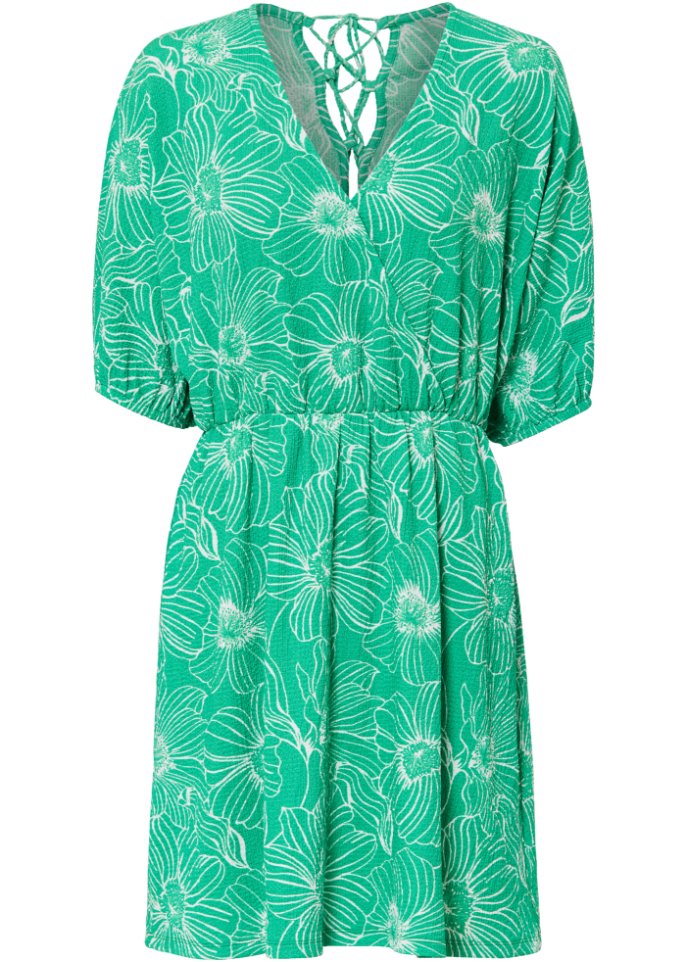 Kurzes Kleid mit Schnürung in grün von vorne - RAINBOW