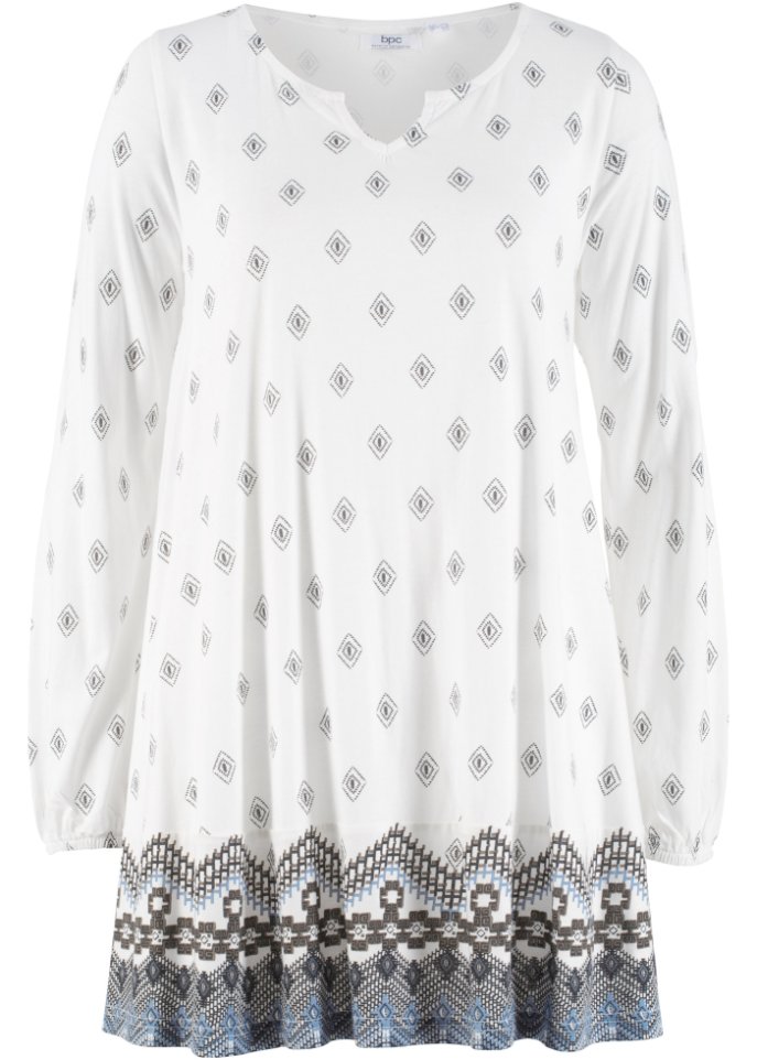 Extra weite Shirt-Tunika, Langarm in weiß von vorne - bpc bonprix collection