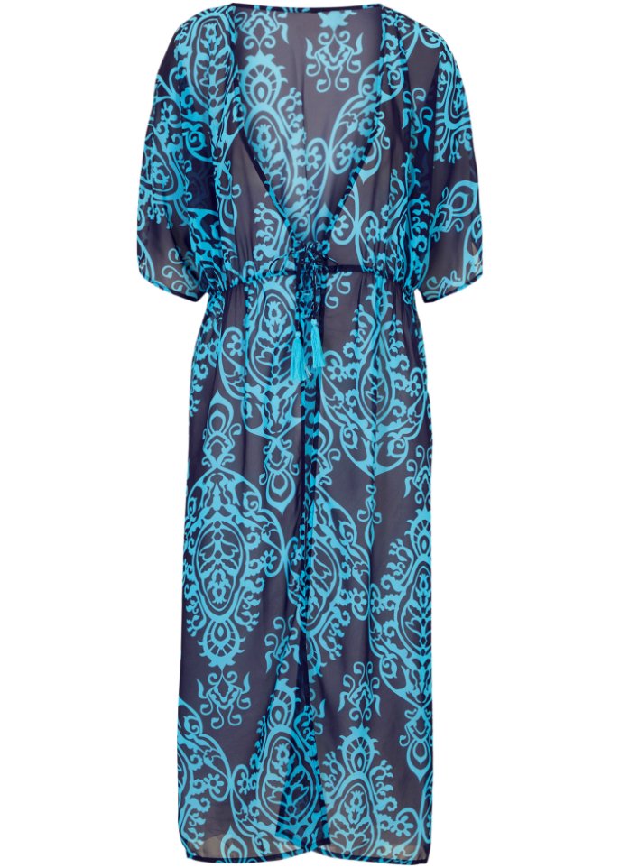 Chiffon Strand Kaftan-Kleid in blau von vorne - bpc selection