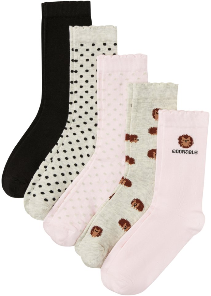 Socken (5er Pack) mit Wellenkante mit Bio-Baumwolle in weiß von vorne - bpc bonprix collection