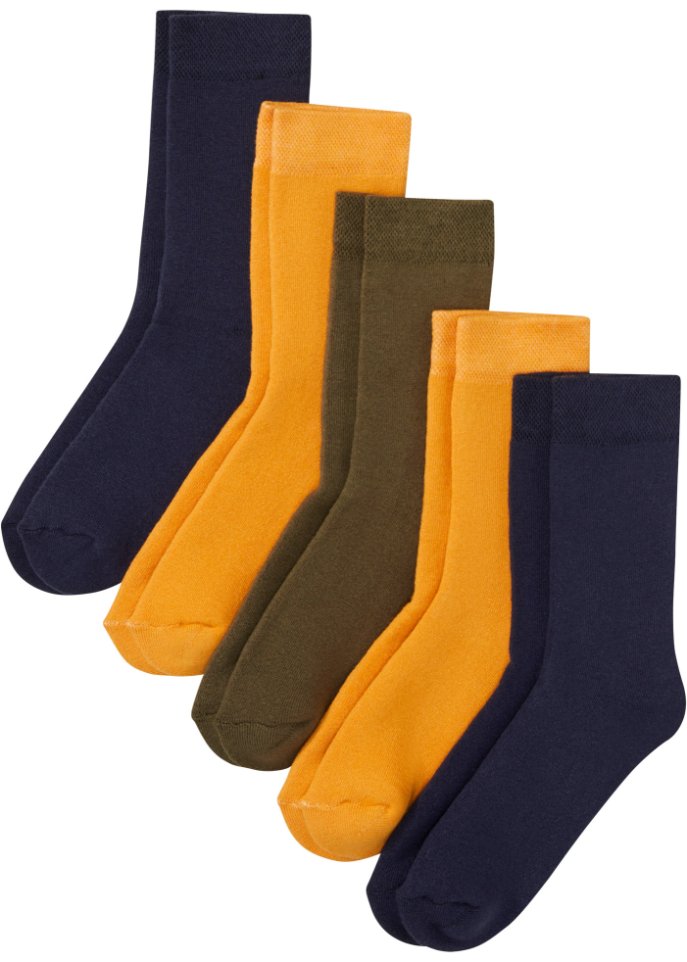 Thermo Kinder Socken mit Bio-Baumwolle (5er Pack) in grün von vorne - bpc bonprix collection