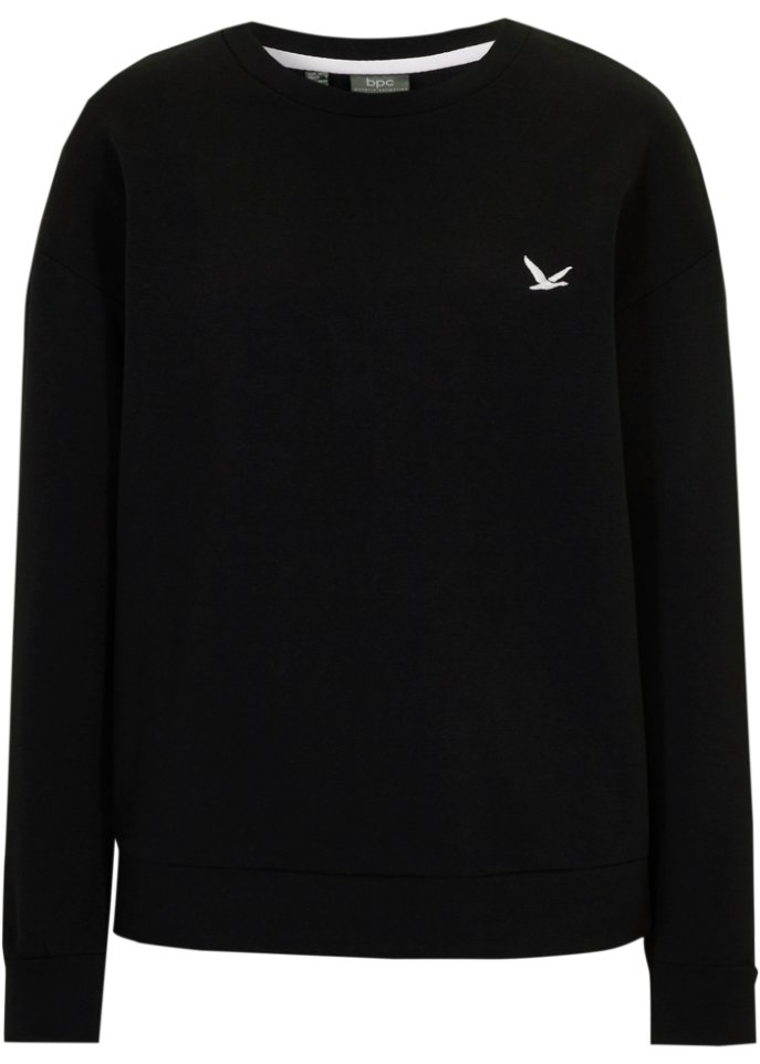 Sweatshirt mit Stickung in schwarz von vorne - bpc bonprix collection