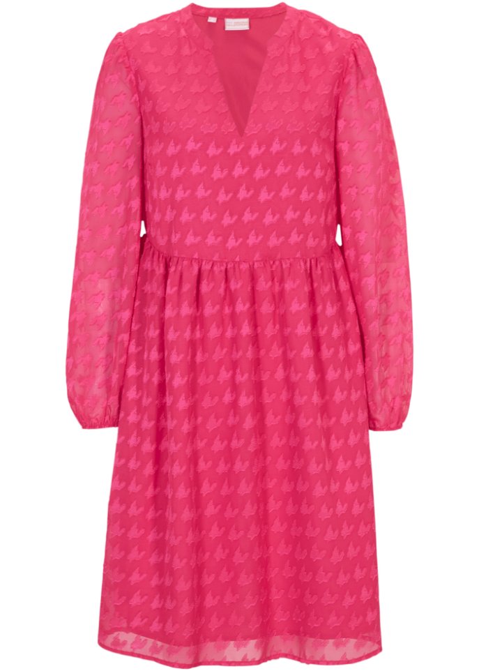 Jacquardkleid mit Hahnentritt in pink von vorne - bpc selection